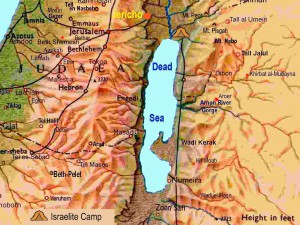 Map showing geography around River Jordan